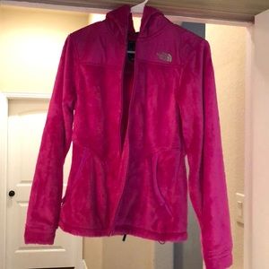 North face size small pink fur jacket